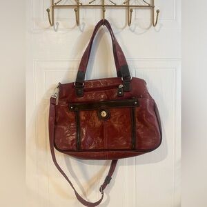 Elegant Burgundy Leather Handbag brand mouflon